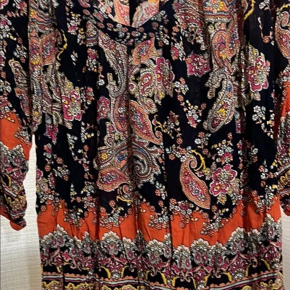 Bila Black and Orange Boho Paisley Blouse - Picture 4 of 5